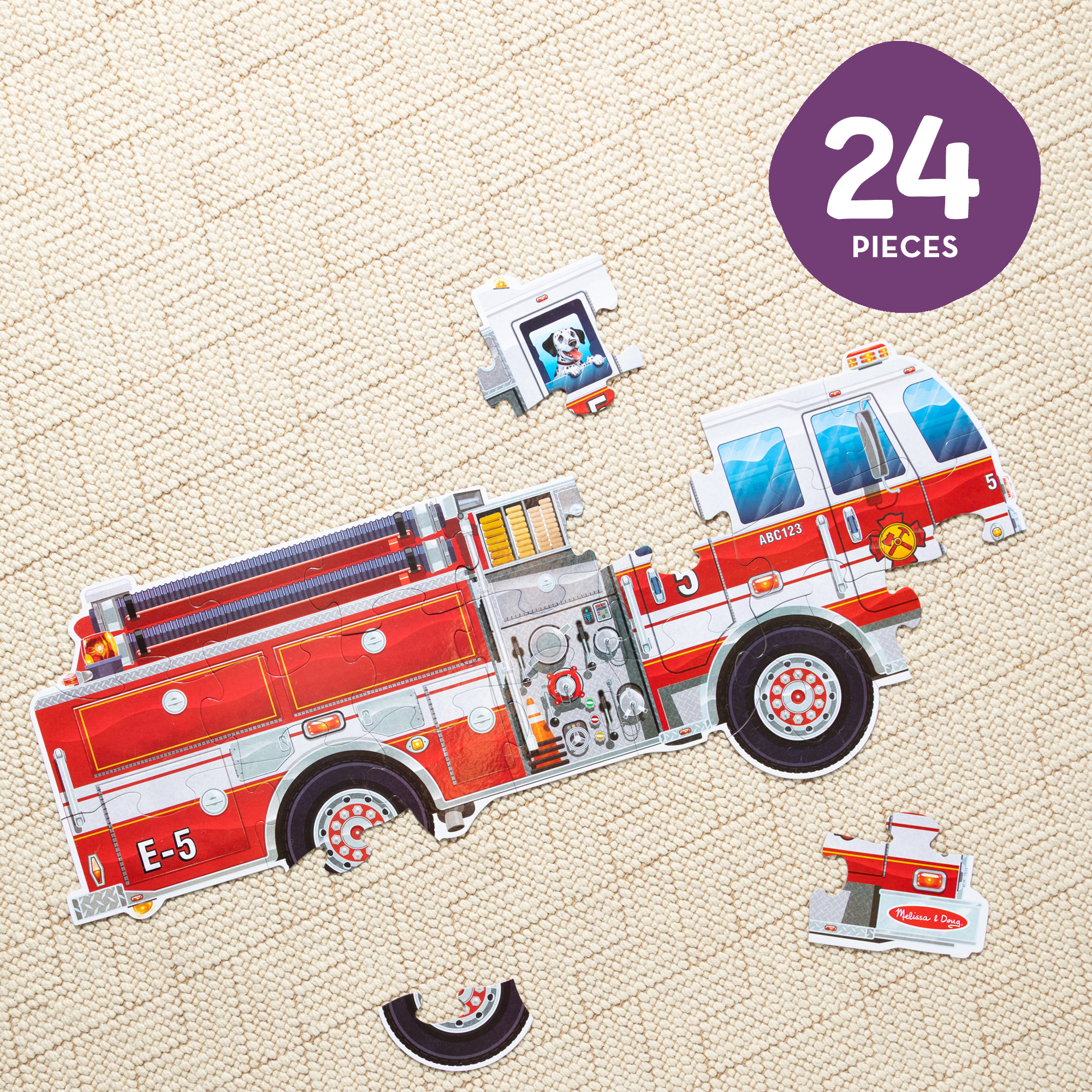 Giant Fire Truck Floor Puzzle - 24 Pieces - Image 7