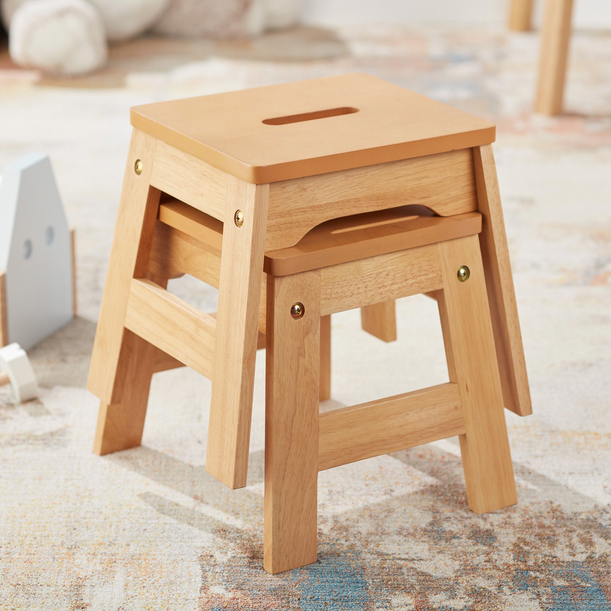 Wooden Stools – Set of 2 - Image 2