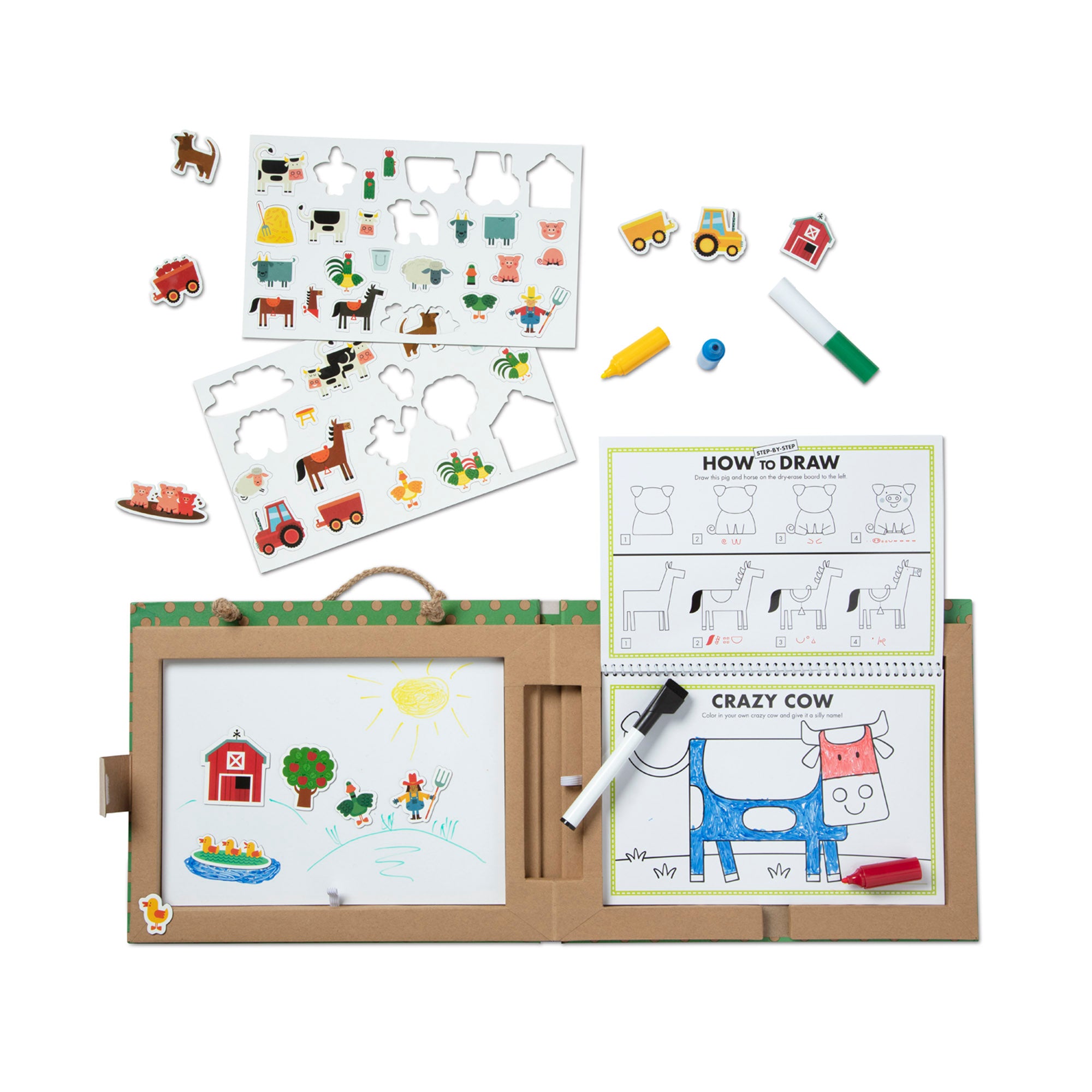 Natural Play: Play. Draw. Create Reusable Drawing & Magnet Kit – Farm