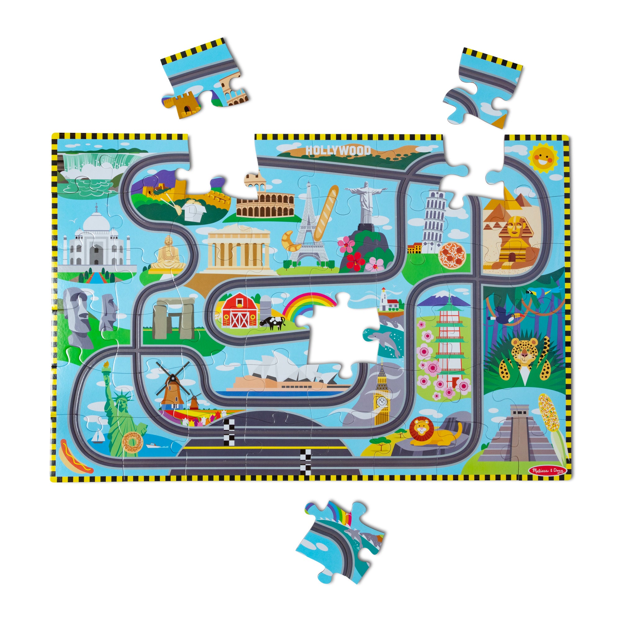 Race Around the World Tracks Floor Puzzle - 48 Pieces - Image 9