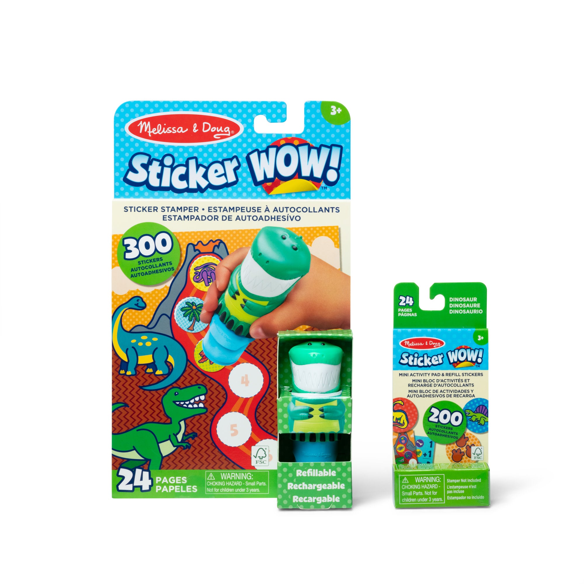 Sticker WOW!™ Dinosaur Bundle: Activity Pad & Sticker Stamper + Mini Activity Pad and 200 Refill Stickers