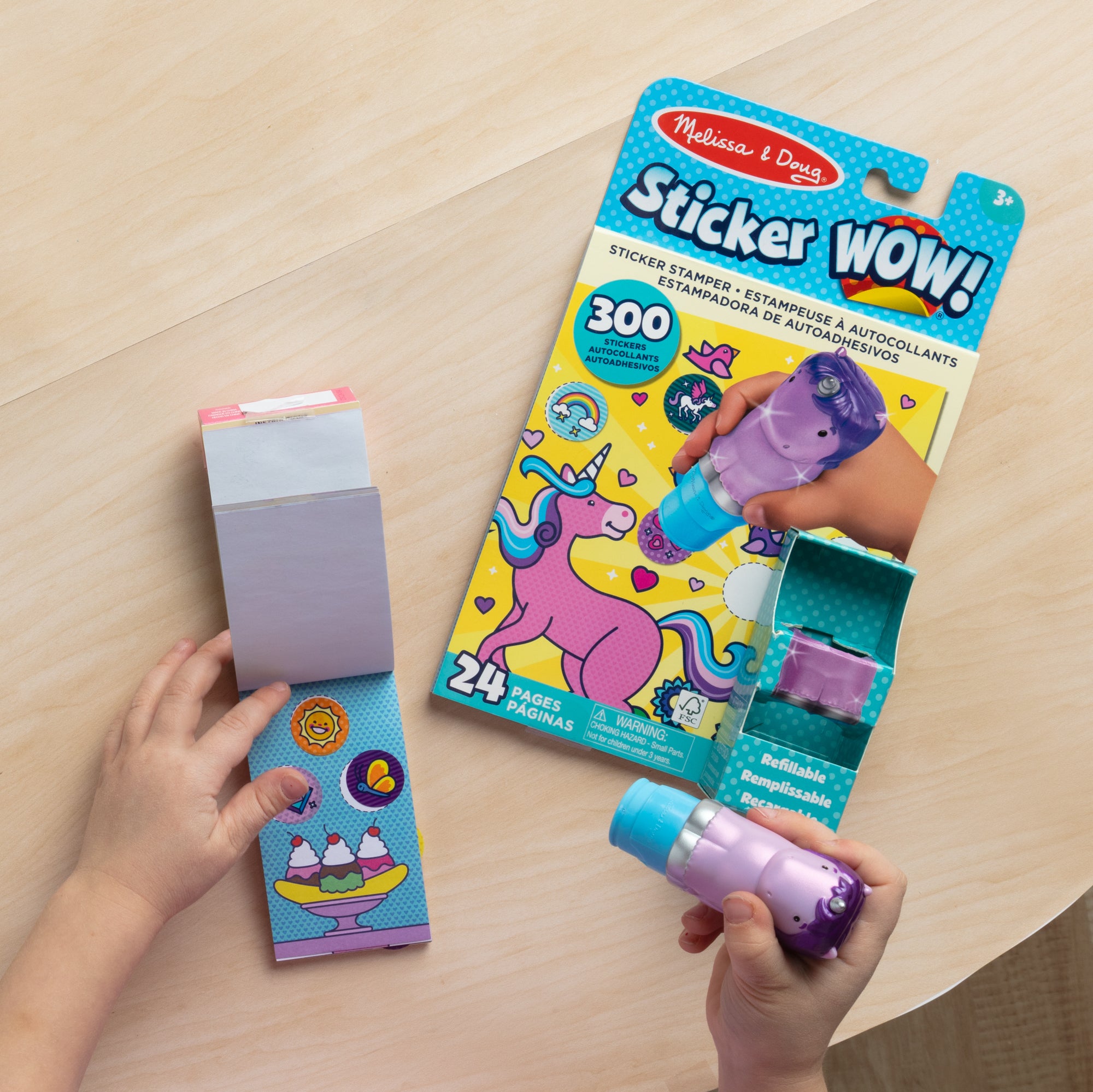 Sticker WOW!™ Purple Unicorn Bundle: Activity Pad & Sticker Stamper + Mini Activity Pad and 200 Refill Stickers - Image 10
