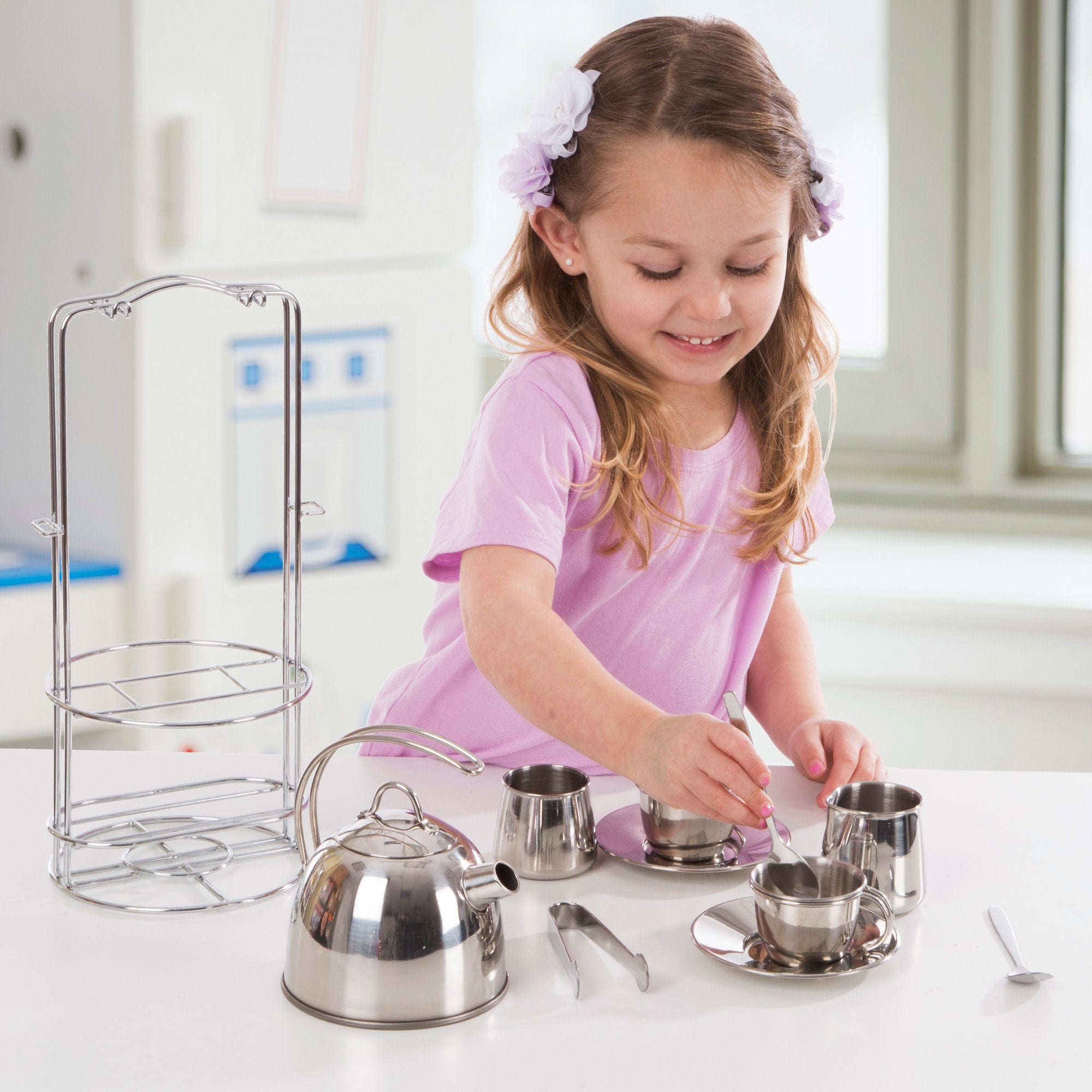 Stainless Steel Tea Set with Storage Stand - Image 2