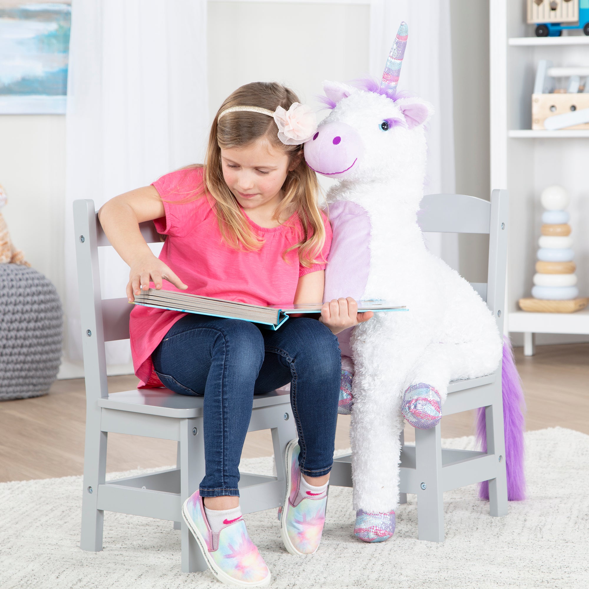 Child's Wooden Chair Pair – Gray - Image 4