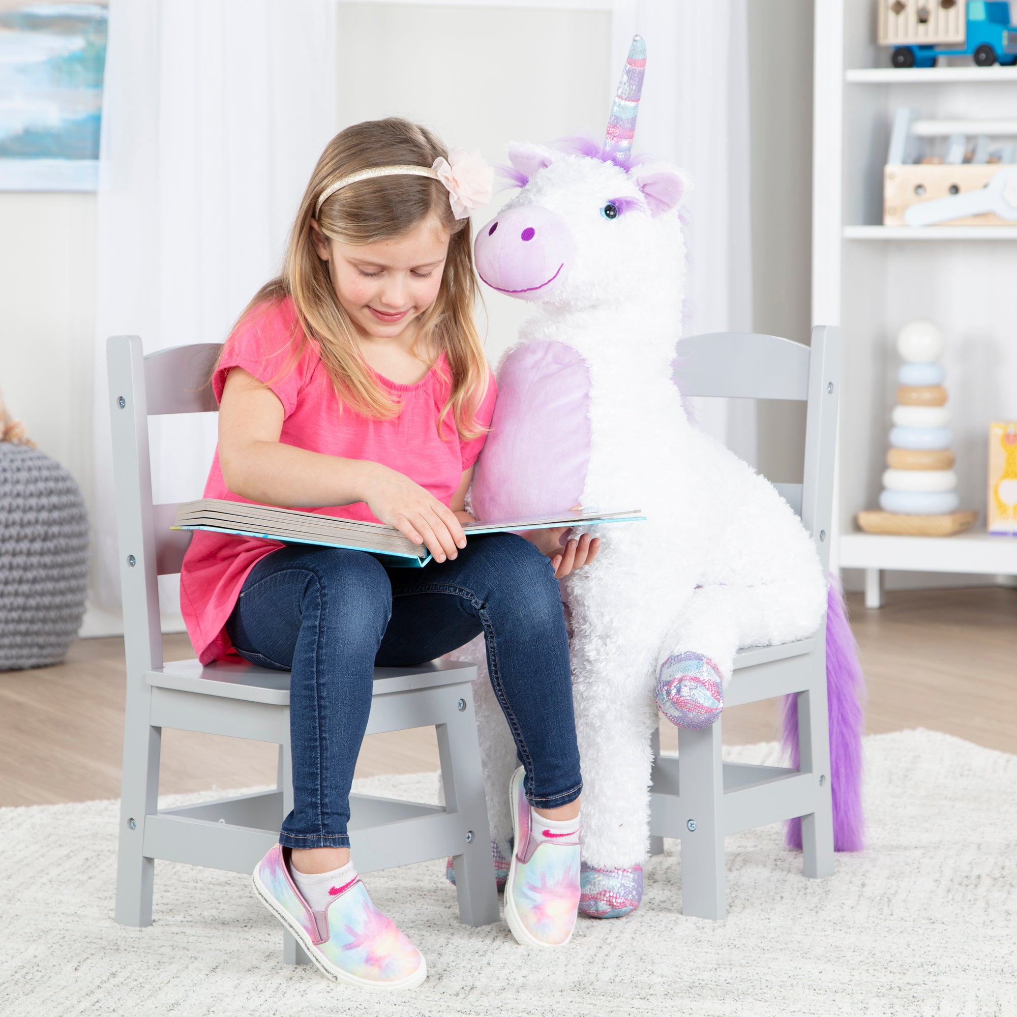 Child's Wooden Chair Pair – Gray - Image 6