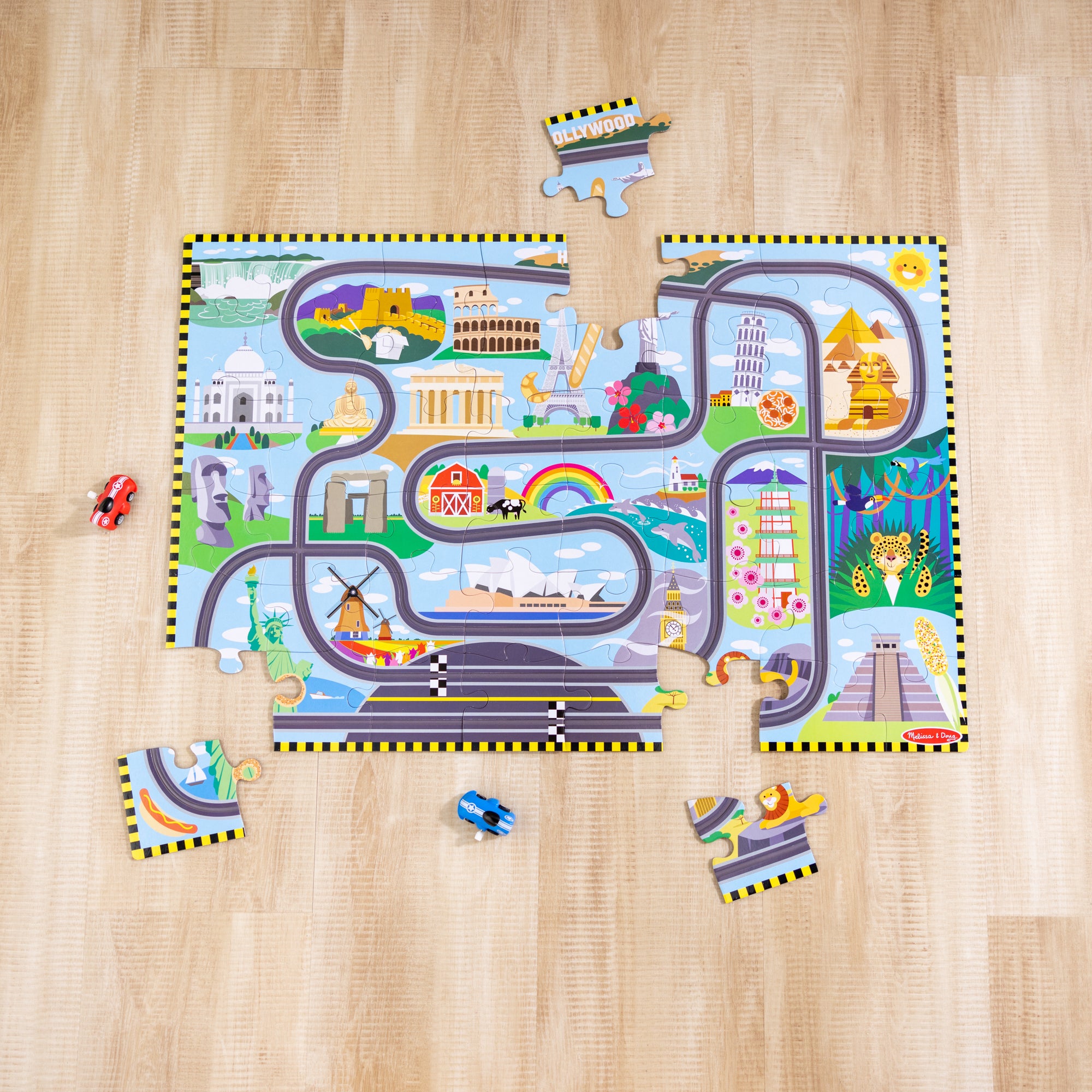 Race Around the World Tracks Floor Puzzle - 48 Pieces - Image 17