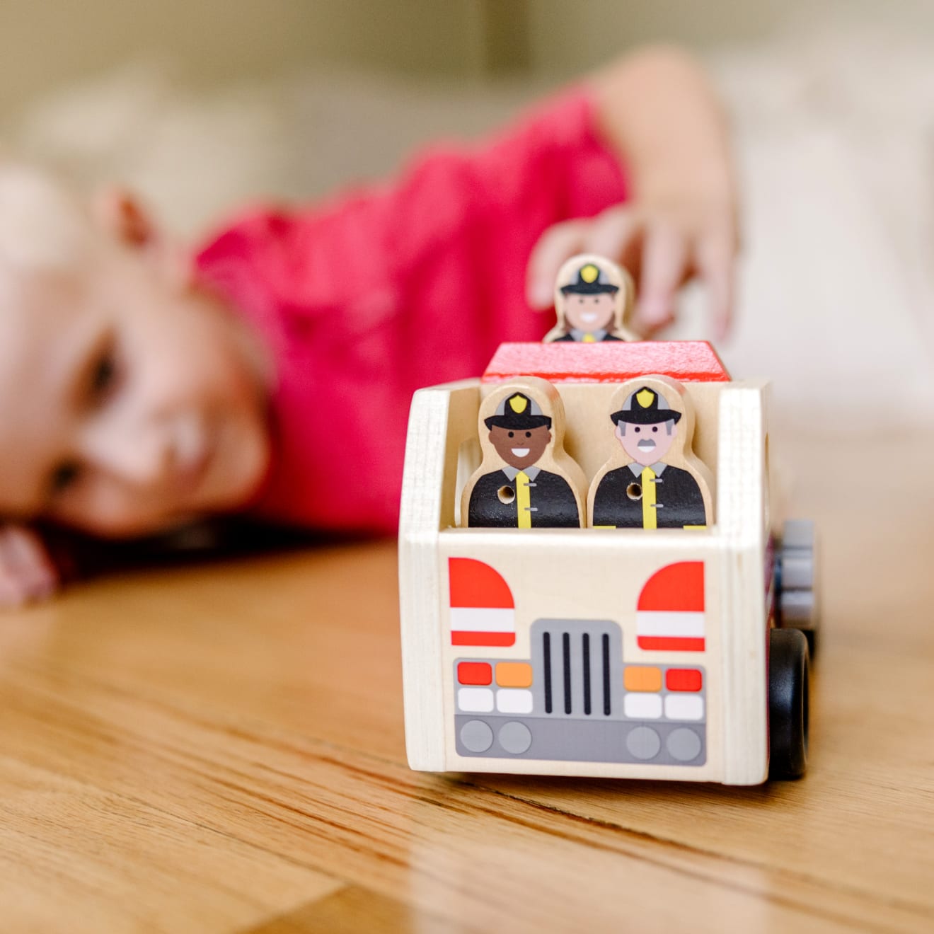 Classic Wooden Fire Truck Play Set - Image 5