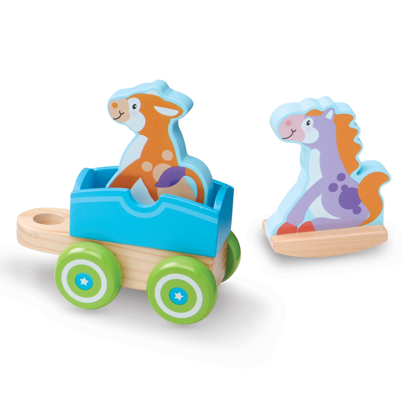 First Play Wooden Rocking Farm Animals Pull Train - Image 7