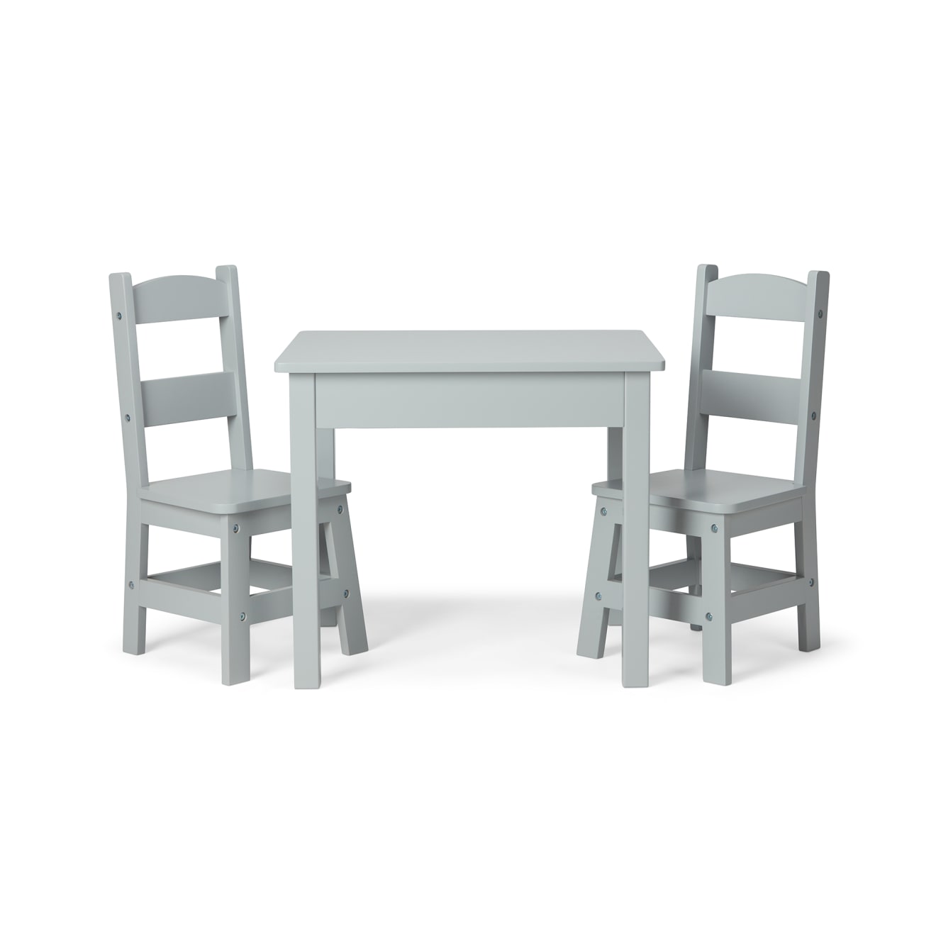 Wooden Table & 2 Chairs - Gray