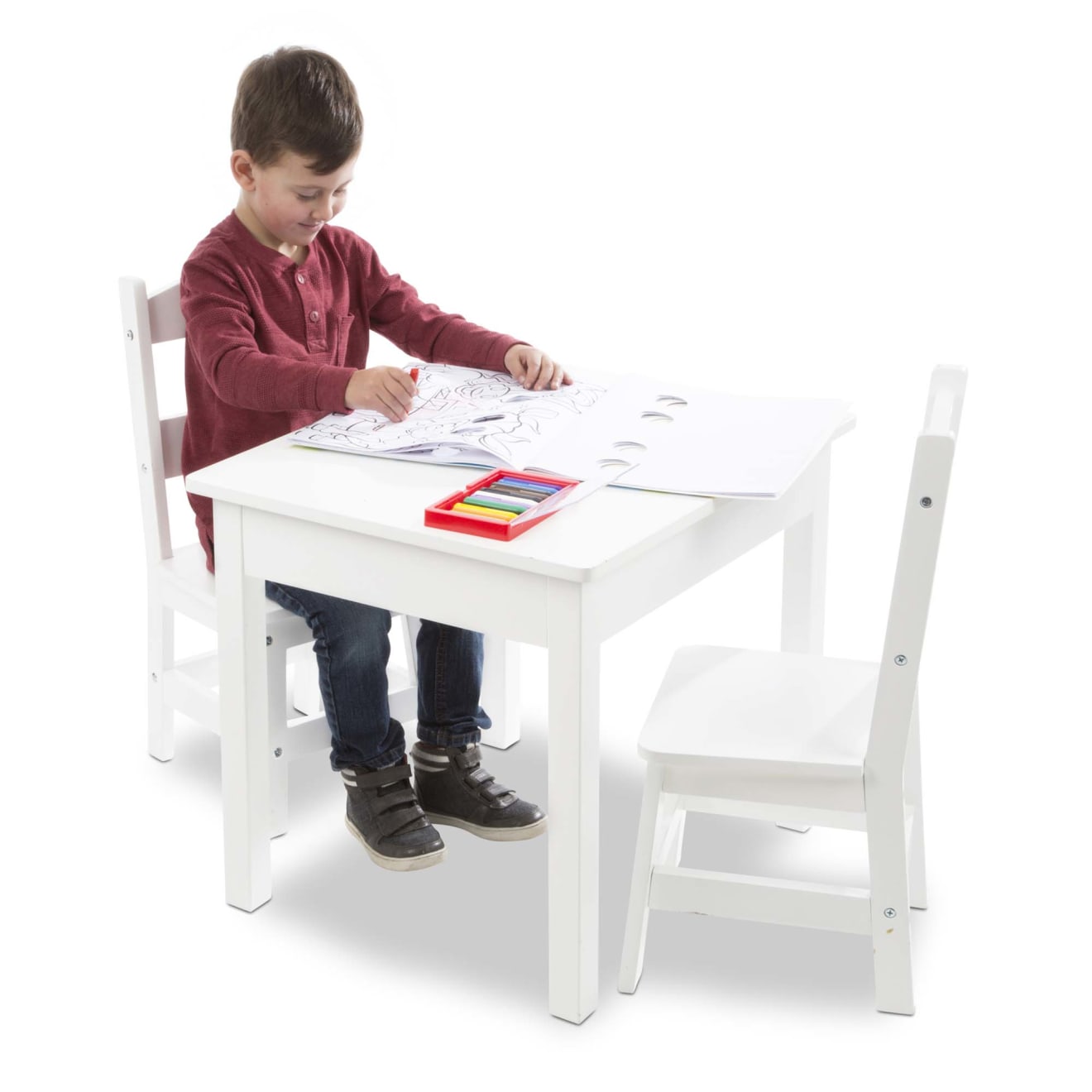 Wooden Table & Chairs - White - Image 8