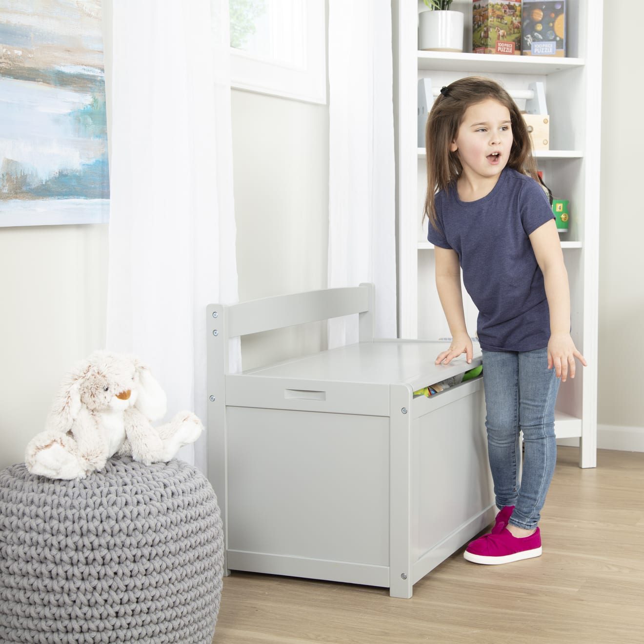 Wooden Toy Chest (Gray) - Image 6