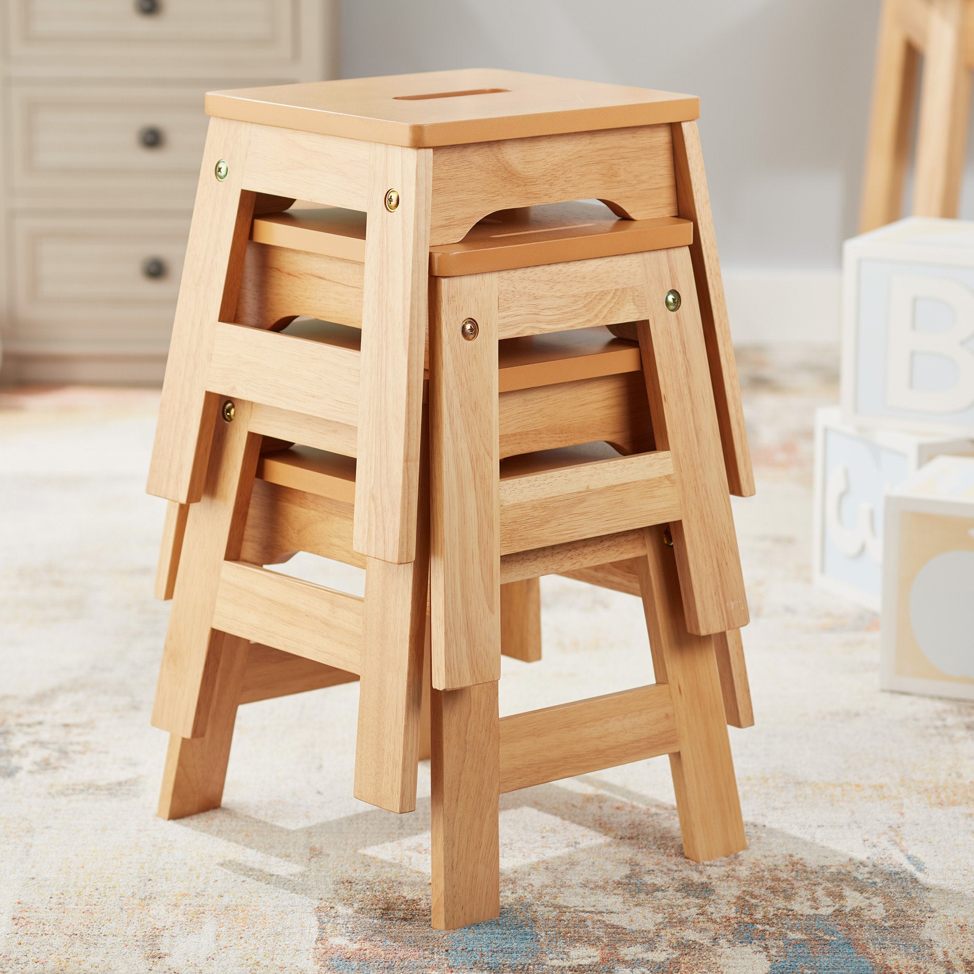 Wooden Stools – Set of 4 - Image 4