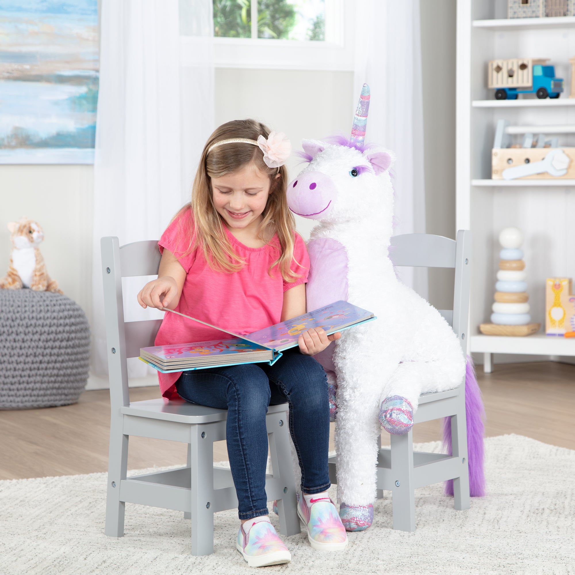 Child's Wooden Chair Pair – Gray - Image 2