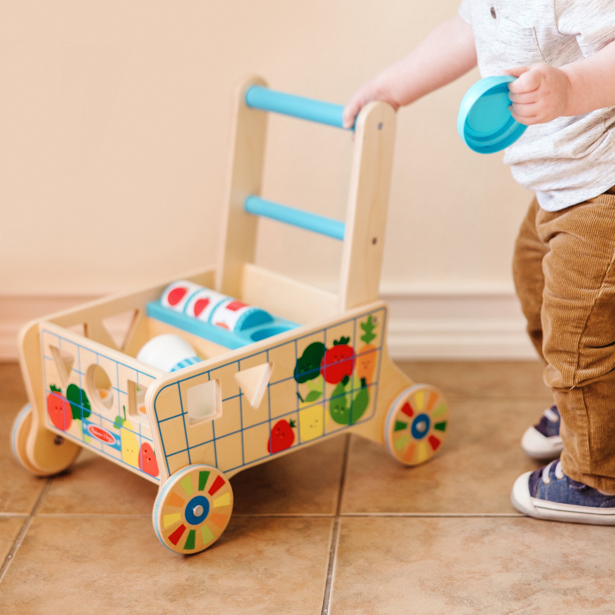 Wooden Shape Sorting Grocery Cart - Image 8