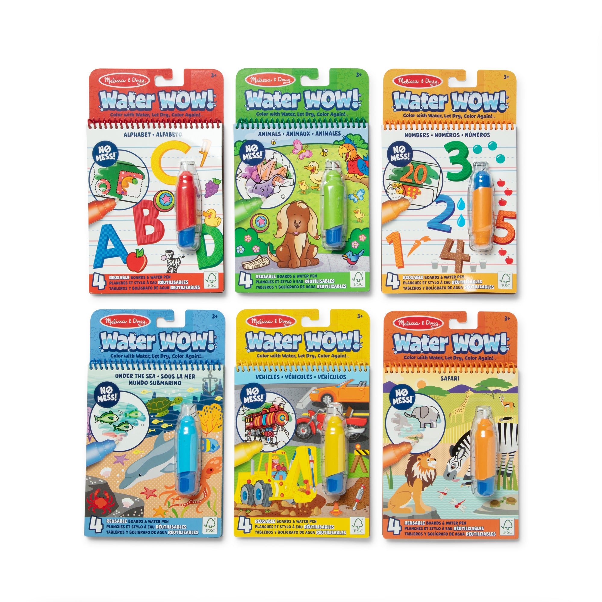 Water WOW! 6-Pack – Animals. Vehicles. Alphabet. Numbers. Safari. Under the Sea