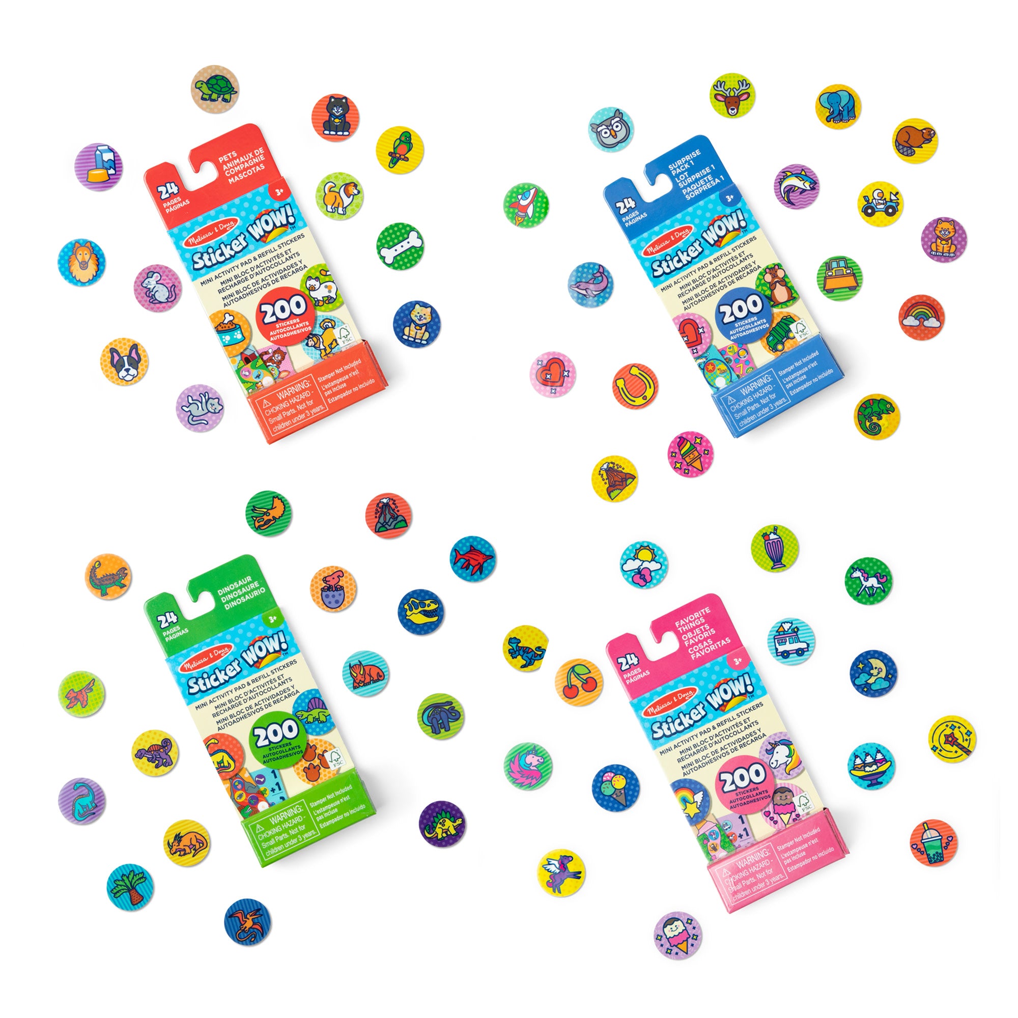 Sticker WOW!™ Mini Activity Pad and Refill Stickers 4-Pack (Dinosaur. Pets. Favorite Things. Surprise Pack 1) - Stamper Not Included - Image 3