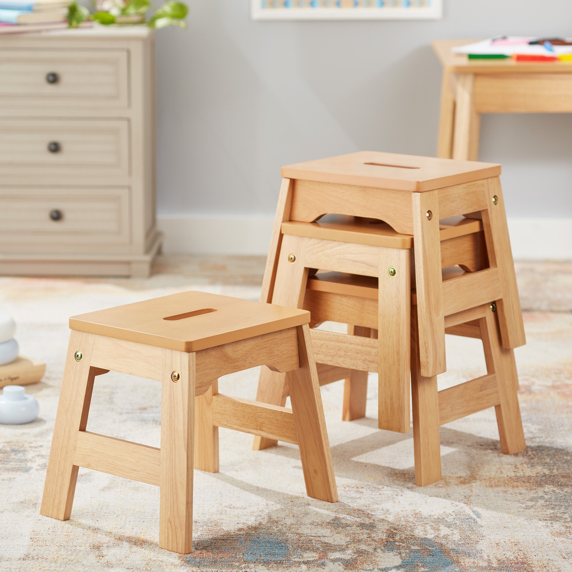 Wooden Stools – Set of 4 - Image 2