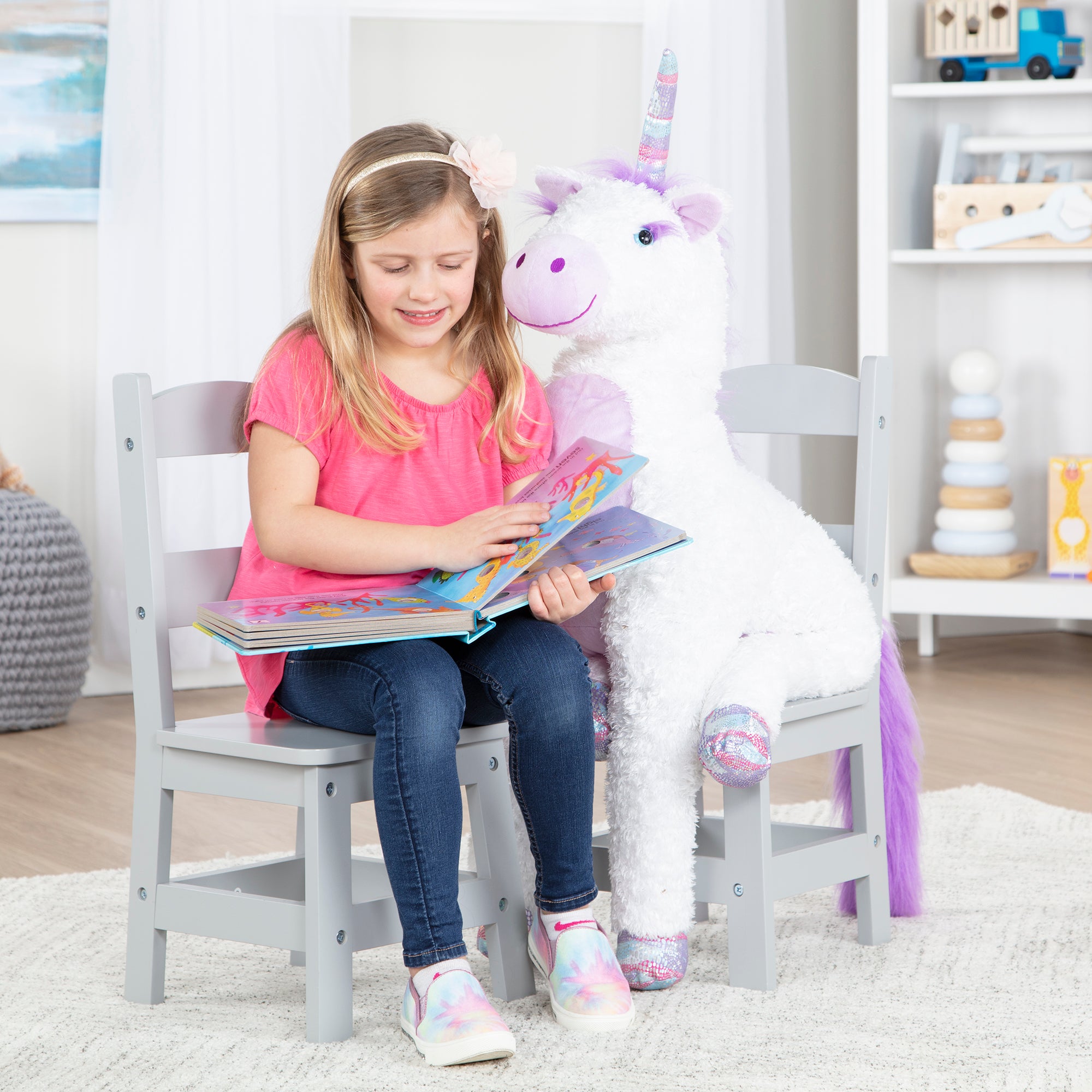Child's Wooden Chair Pair – Gray - Image 5